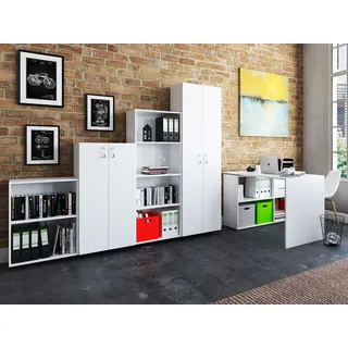 Büro-Kombi Komplettset Büroprogramm Arbeitszimmer Möbelset Büromöbel "Trio 2345" Weiß
