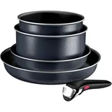 Tefal Ingenio Enjoy Pfannen-Set, 2-teilig, 22/28 cm + 2 Stielkasserolle 18/20 cm + abnehmbare Griffe, induktionsgeeignet, antihaftbeschichtet, Titanbeschichtung, Light Tech-Technologie