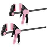 WORKPRO Einhandzwingen Set Rosa 2 Stück Schraubzwingen Spanner, Spannweite 300 mm, Dehnbereich bis zu 440mm, Spannkraft 68kg, Maultiefe 60mm, aus Stahl und Nylon für präzises Fixieren