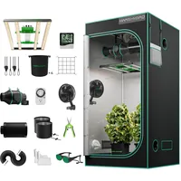 MARS HYDRO Growzelt Komplettset mit FC3000 Samsung LM301H App-Regelung Dimmbarer LED Grow Lampe,100X100X180cm 1680D Hoch Reflektierend Mylar Grow Box Komplettset,4" Effizientes Belüftungssatz