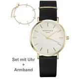 Rosefield DWBJG-D12 The West Village Set + Armband Damen 34mm - Goldfarben/Silber