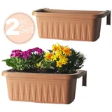 GarPet 2x Blumenkasten Balkongeländer Balkon Blumenkasten Balkonkasten mit Halterung Balkonkasten Geländerkasten Balkonkasten mit Wasserspeicher 60 cm