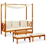 SECOLI Gartensofa mit Dach Gartensofa Holz Gartenbank Holz mit Tisch Holzbank Balkonmöbel Kleiner Balkon Holz Lounge Sofa Holz Loungemöbel Terrasse-