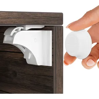 Hoffenbach Magnetische Kindersicherung ohne Bohren mit 20 Schlösser+4 Schlüssel, weiß