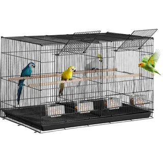 Vevor Vogelkäfig, Metallkäfig für kleine Papageien, Kanarienvögel, Nymphensittiche, Unzertrennliche, Finken, Wellensittiche, Conures, Vogelhaus für unterwegs mit Griff & Sitzstangen, 760x465x465mm
