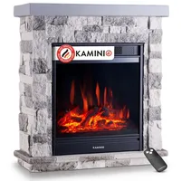 KAMINIO Elektrokamin JUAN, Elektrischer Kamin mit 3D-Flammeneffekt, Heizung 1800W grau