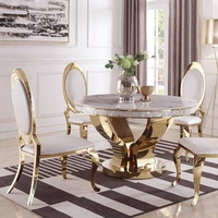 Barock Tisch Davson Gold 130 cm rund Glasplatte