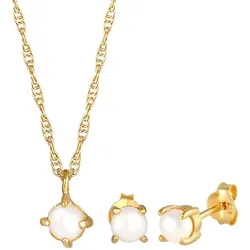 Elli Kette Ohrstecker Süßwasserzuchtperlen 925 Silber Schmuck-Set   Damen 