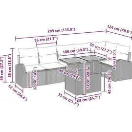 vidaXL Garten-Lounge-Set 7-tlg. grau
