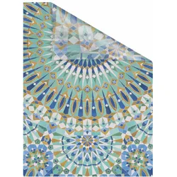 Fensterfolie LICHTBLICK ORIGINAL "Orientalische Muster" Gr. 5, bunt (grün, blau, weiß), B:100cm L:180cm, PVC, Fensterfolien, selbstklebend, Sichtschutz