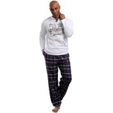 H.I.S. Pyjama H.I.S Gr. 48/50, bunt (weiß, marine, kariert) Herren Homewear-Sets Pyjamas mit Flanellhose