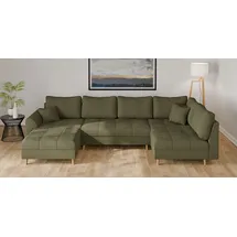 Home Affaire »CHARRE U-Form mit Ottomane, Maße B/T/H: 310/161/81 cm«, feine Steppung, lose Rücken- und Zierkissen, auch in Cord und Bouclé