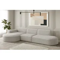 Fun Möbel Ecksofa Designersofa PALMA in Stoff Ascot Pearl Ottomane Links