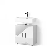 livinity Waschbeckenunterschrank Ronco 60 x 59 x 30 cm Weiß Hochglanz