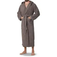 OAHOO Damen und Herren Frottee Bademantel mit Kapuze (1 Stück) Extra-langer Schnitt - Smoked Pearl L - L