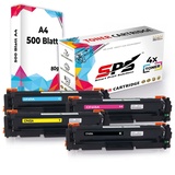 sps 4x Toner 410A CF410A CF411A CF412A CF413A kompatibel für HP Color Laserjet Pro MFP M377DW + DIN A4 Druckerpapier 500 Blatt