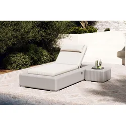 OUTFLEXX Gartenliege, hellgrau, Aluminium, hoher Komfort, inkl. Kissen & Beistelltisch
