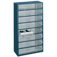 RAACO Kleinteilemagazin Polypropylen/Stahlblech 16 Schubladen blau