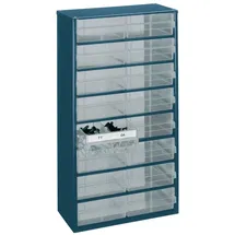 RAACO Kleinteilemagazin Polypropylen/Stahlblech 16 Schubladen blau