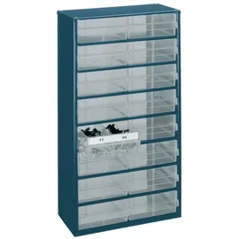 RAACO Kleinteilemagazin Polypropylen/Stahlblech 16 Schubladen blau