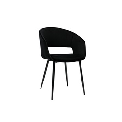 Design-Stuhl aus schwarzem Samt mit Füßen aus schwarzem Metall PRISMA
