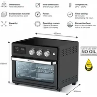 TURBO TRONIC TurboTronic digitaler Heißluftofen - XXL 32 Liter mit Drehspieß für Hähnchen 5 in1 Mini Backofen, Dörrer & Power Heißluftfritteuse Airfryer ab 25°C