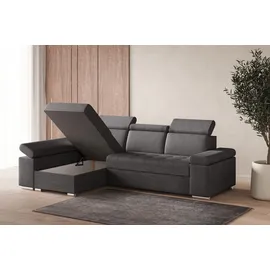 moeblo Ecksofa L mit Schlaffunktion, verstellbaren Kopfstützen & Bettkasten – Modernes Schlafsofa mit Stauraum - Ecksofa Luka L - Grau (Twist 20... - Grau