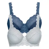 bonprix Bügel-BH (Packung, 2-tlg) mit Bügel und Spitzen-Details blau|grau|silberfarben 75
