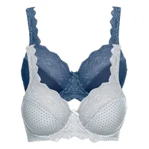 bonprix Bügel-BH (Packung, 2-tlg) mit Bügel und Spitzen-Details blau|grau|silberfarben 75