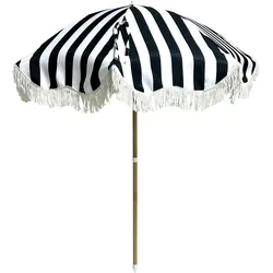 Leco Strand-Sonnenschirm - 125x11x11cm - schwarz - Polyester / Aluminium / Fiberglas