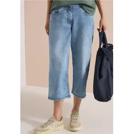 Cecil High Waist Wide Leg Jeans mit Streifen - Blau|Weiß
