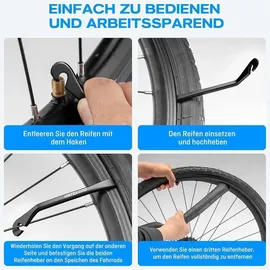 luxuskollektion Fahrrad Reifenheber Metall 3 Stück Werkzeug schwarz