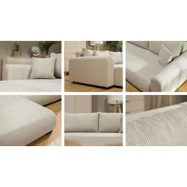 Mirjan24 Ecksofa Merkos Cord, mit Schlaffunktion und Bettkasten, Wohnlandschaft, Bettfunktion L-Form Sofa, Ottomane universell Poso 06)