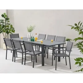 Calvi Garten-Essgruppe 8-tlg. Grau