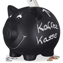 Relaxdays Sparschwein, zum Beschriften schwarz