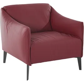 W.Schillig Cocktailsessel "sally", rot (ruby rot z59), B:84cm H:78cm T:84cm, Longlife Xtra-Leder Z59: Glattleder mit modischer Prägung. Hautstärke 0, 9 - 1, 1 mm., Sessel, Cocktailsessel, mit Metall-Winkelfüßen in Schwarz pulverbeschichtet