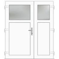 Asymm Kunststoff  Nebeneingangstür zweiflügelig "ANTONIA-Q" 71 mm Weiß RAL 9016 beidseitig außen öffnend DIN links