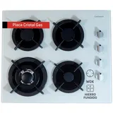 Corberó CPCGY2314W Gasplatte Leistung 7,8 kW, 4 Feuer, Butangas, Weiß, Wokzone, Gusseisen-Grill, Sicherheitsventil, automatische Sicherheitsabschaltung