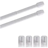 BestLivings Vitragestangen 2er Pack ausziehbar, 2 Gardinenstangen mit Selbstklebehaken - Befestigung ohne Bohren - (Farbe: weiß, Größe: 80-120cm)