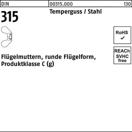 F. REYHER Nchfg. GmbH & Co. KG Flügelmutter DIN 315 runde FormM4 Temperguss 100 Stück