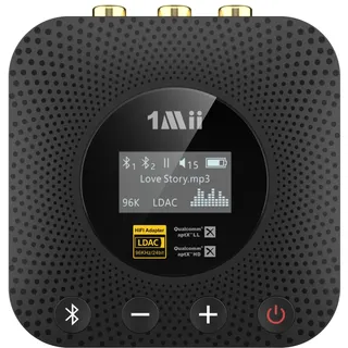 1Mii B06HD+ HiFi Bluetooth 5.1 Receiver mit aptX HD & LDAC, integriertem DAC und OLED-Display – Kabelloser Audio-Empfänger für Stereoanlage & Lautsprecher mit optischem, koaxialem und Cinch Anschluss