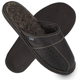 filsko Wolmar Elegante Leder Pantoffeln für Herren Hausschuh Bis Schuhgröße 50! grau 47