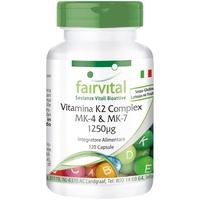 Fairvital | Vitamin K2 Komplex MK-4 & MK-7-1250mcg K2 pro Kapsel - HOCHDOSIERT - VEGAN - 120 Kapseln - MK-7