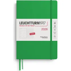 Leuchtturm 1917 Wochenplaner mit Notizbuch, 2026 EN A5, hellgrün