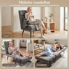 Homcom Schlafsessel 3 in 1 Chenille 67 x 96 x 73 cm Grau mit Kissen