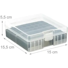 Relaxdays Batteriebox 5,5 x 15 x 15,5 cm 2-tlg. transparent/schwarz