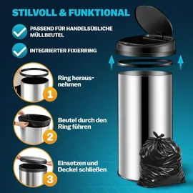 monzana Mülleimer 50 l Silber
