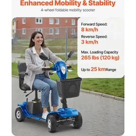 Vevor 4-Rad Elektromobil für Senioren klappbar 25 km Blau