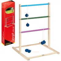 IDENA Leitergolf Wurfspiel, Holzleiterregal mit 3 Golfbällen, Wurfspiel Set