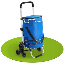 Juskys 3in1 Einkaufstrolley für Treppen - 56 L, modern & klappbar - Treppensteiger Trolley Dunkelblau